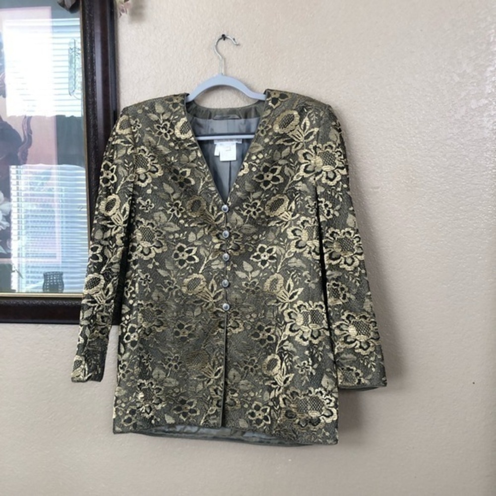 Escada Metallic Lace detail Coat Size 40 - Picture 1 of 8